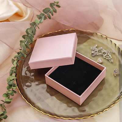 Ring Pink Jewelry Packaging Rigid Box Paper Bracelet Table 10*10*3.5cm 500 Pcs
